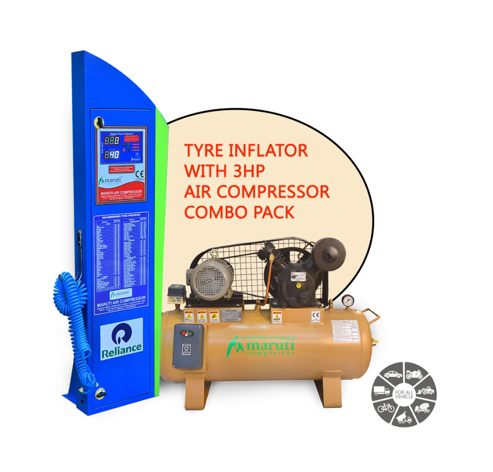 RELIANCE Tyre Inflator with Air Compressor Combo Pack