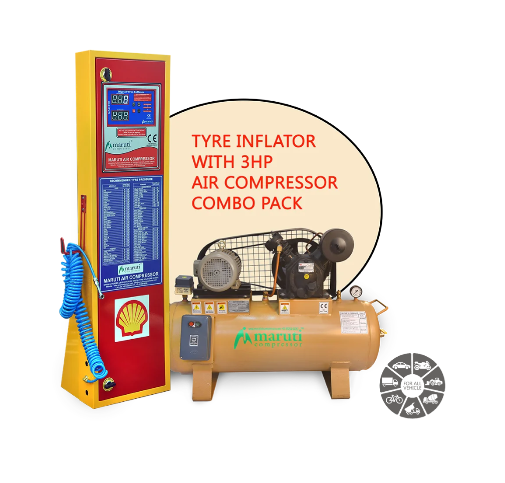 SHELL Tyre Inflator with Air Compressor Combo Pack