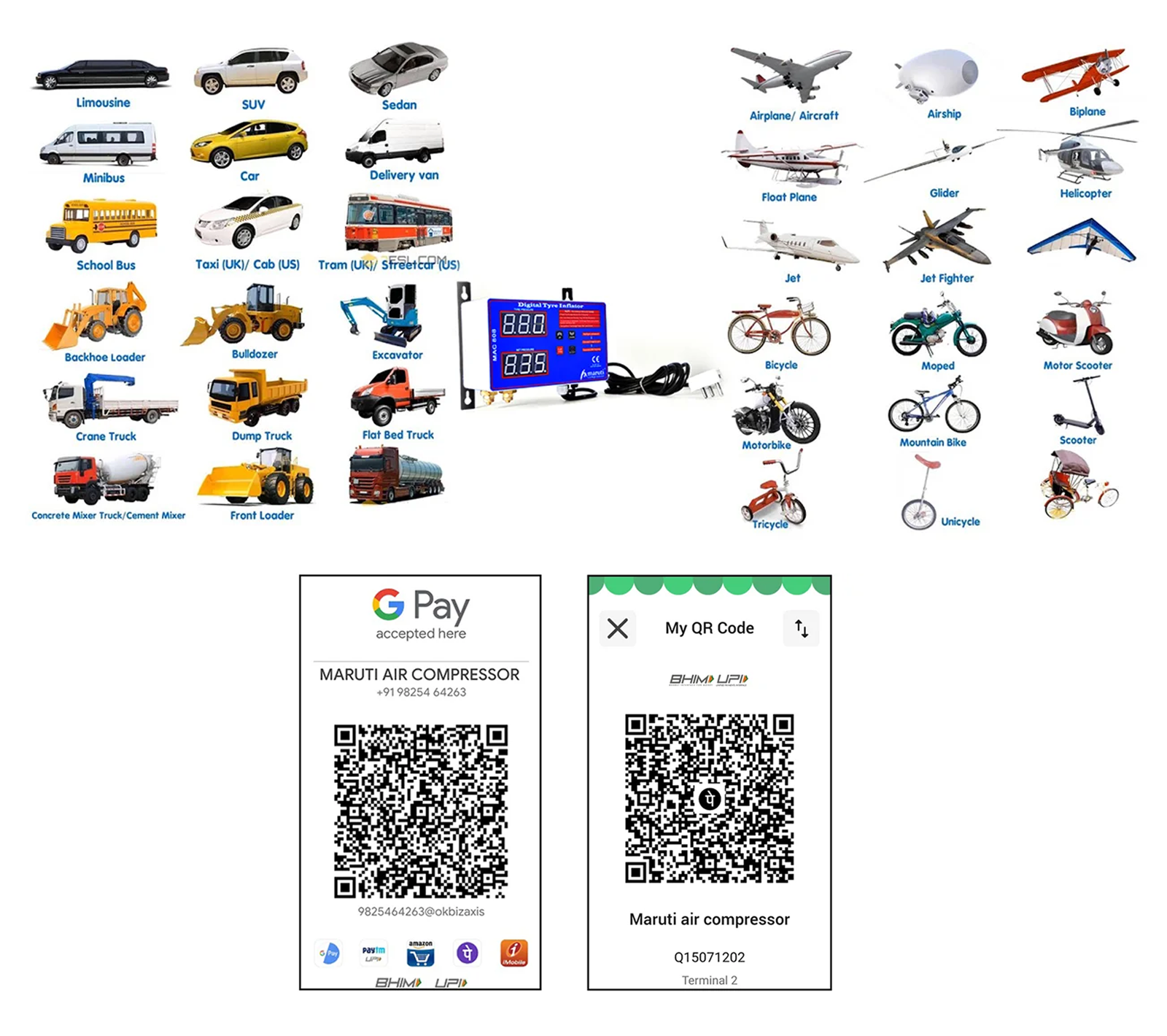 Digital Tyre Inflator Combo Pack